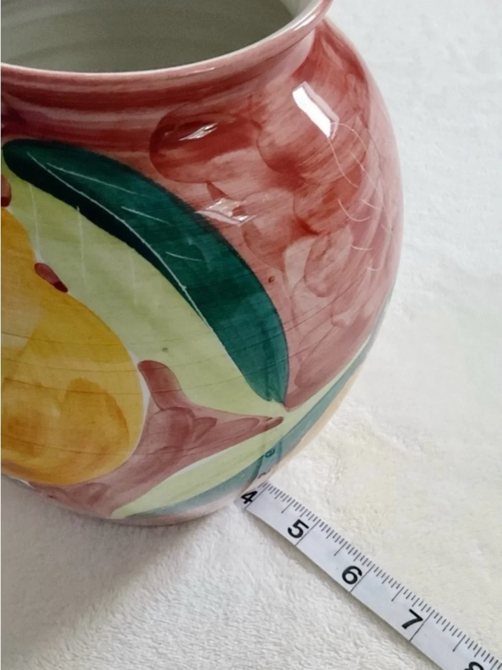 Vintage Pottery Barn Made in Italy Hand Painted Fruit Vase Tuscan Decor